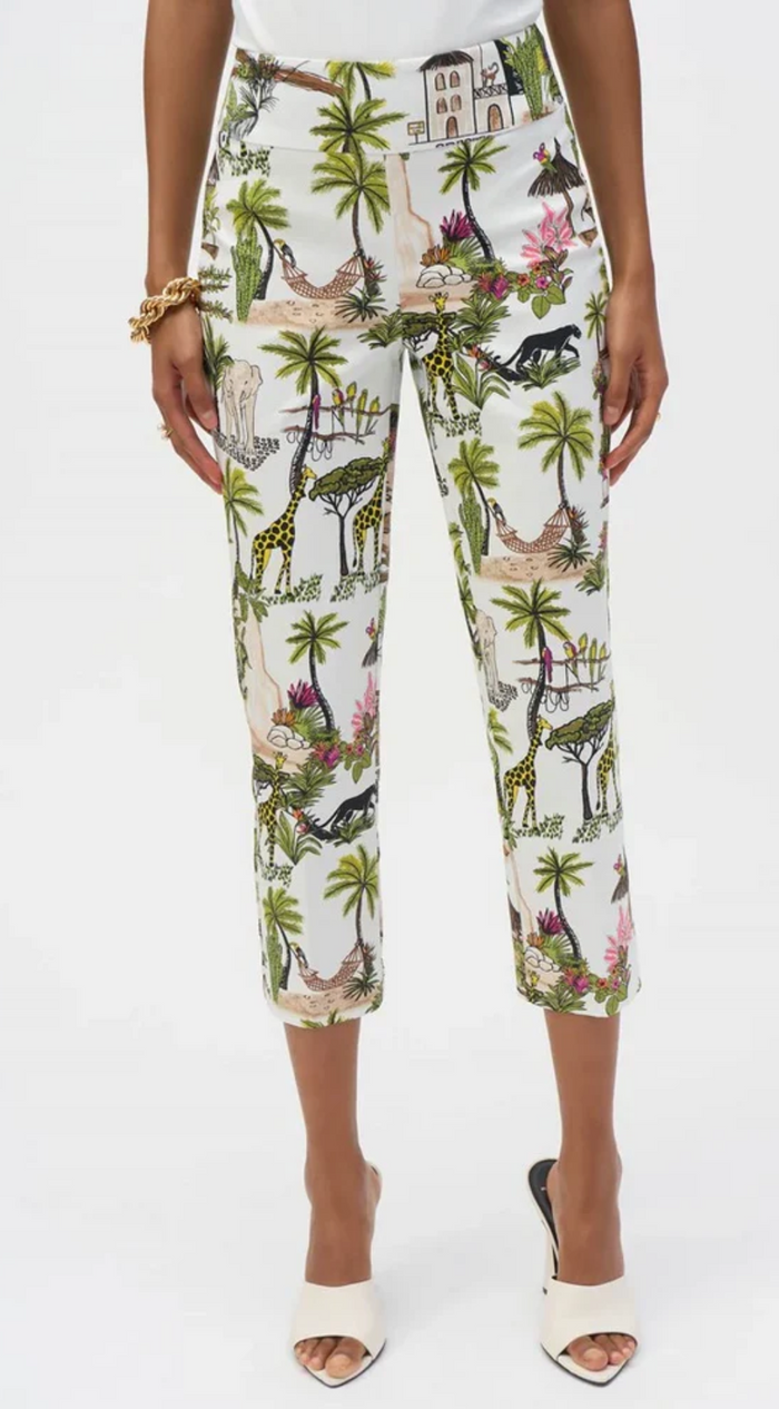 Safari Print Cropped Pull-On Pant