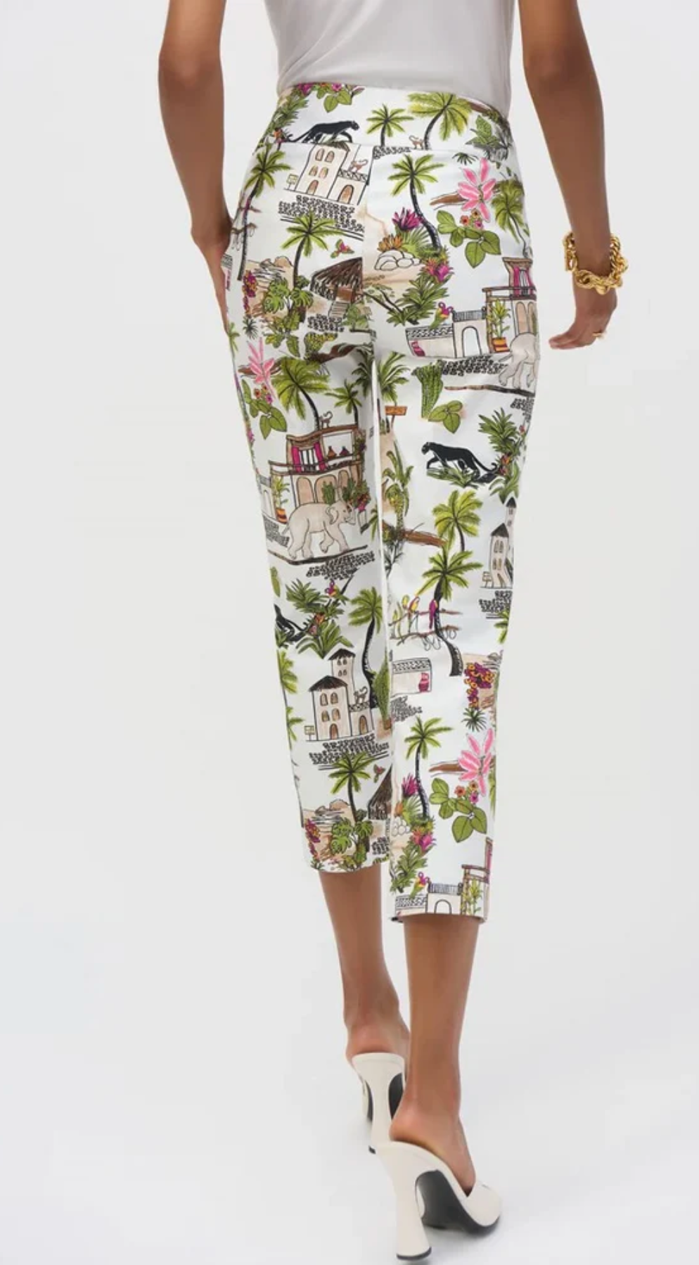 Safari Print Cropped Pull-On Pant