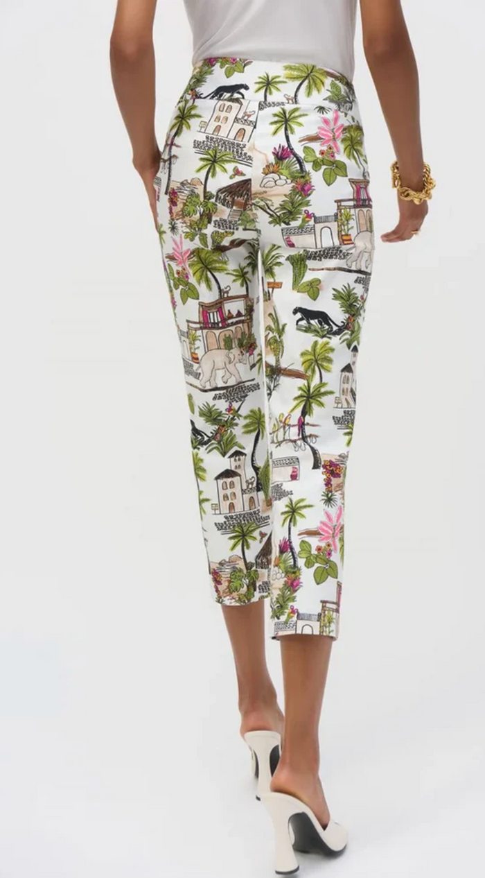 Safari Print Cropped Pull-On Pant