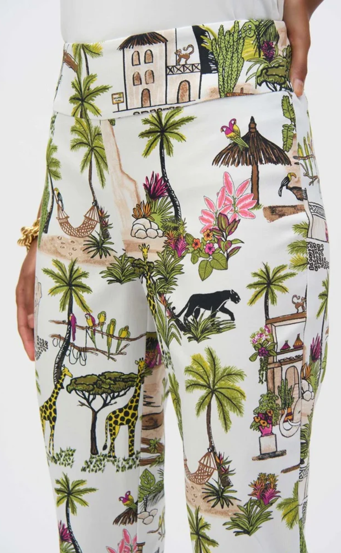 Safari Print Cropped Pull-On Pant