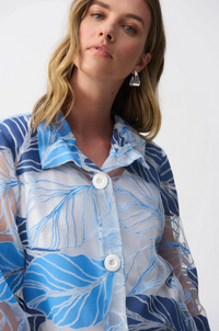 Novelty Leaf-Print Trapeze Jacket