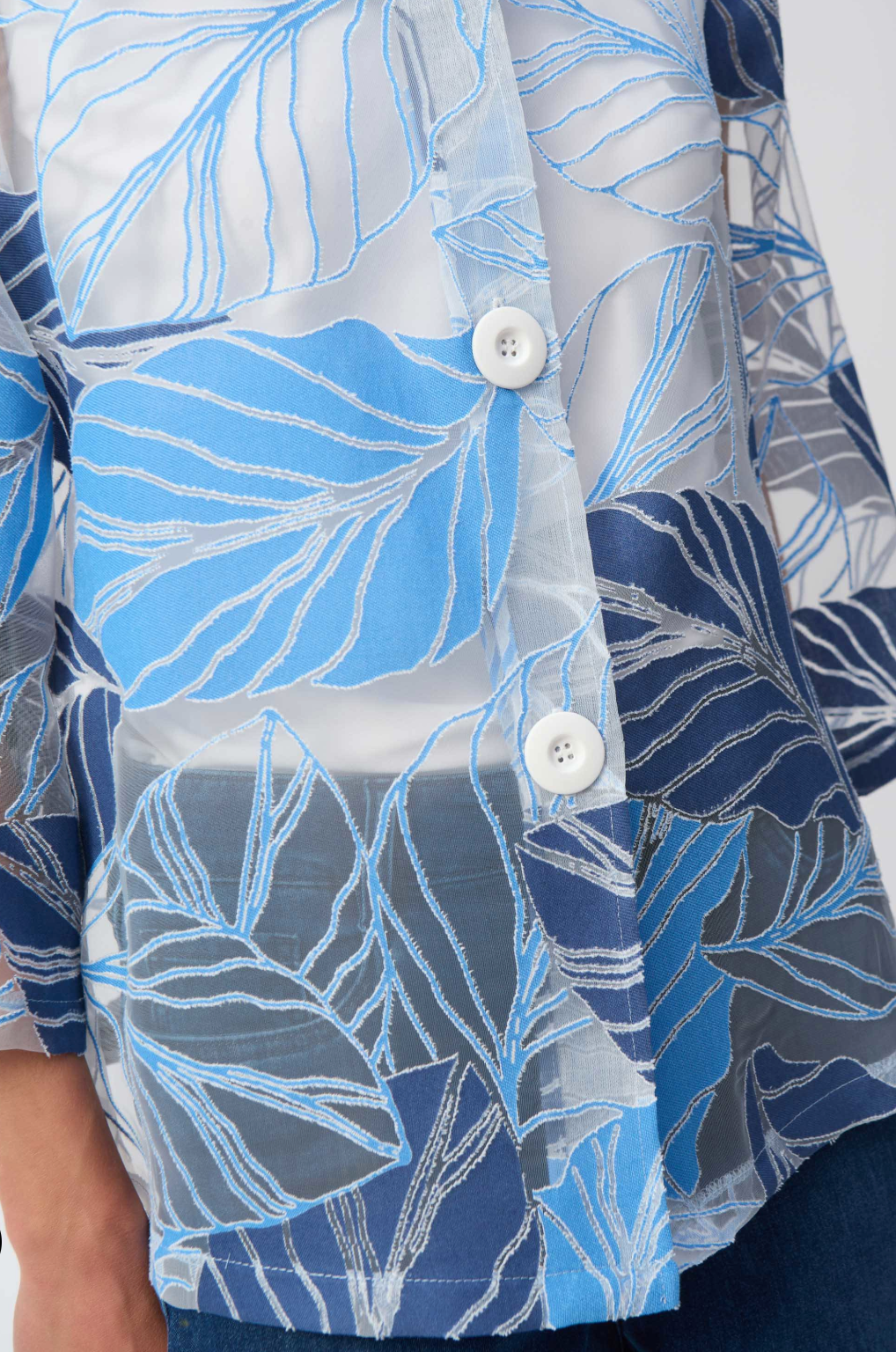 Novelty Leaf-Print Trapeze Jacket