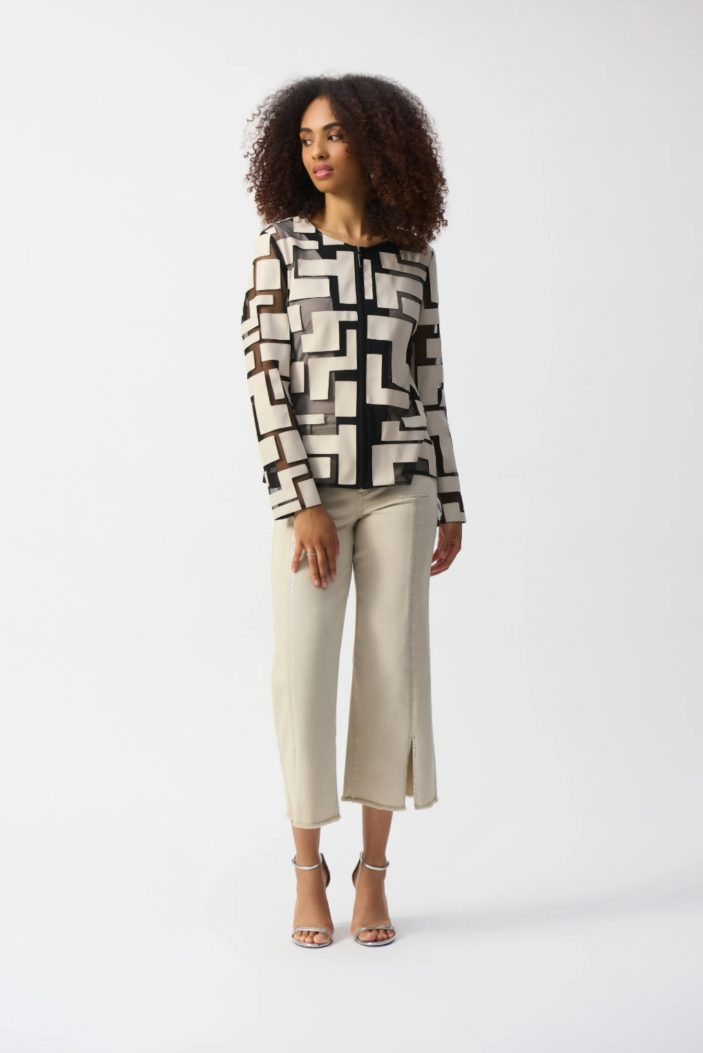 Mesh & Leatherette Fitted Jacket