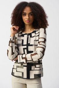 Mesh & Leatherette Fitted Jacket
