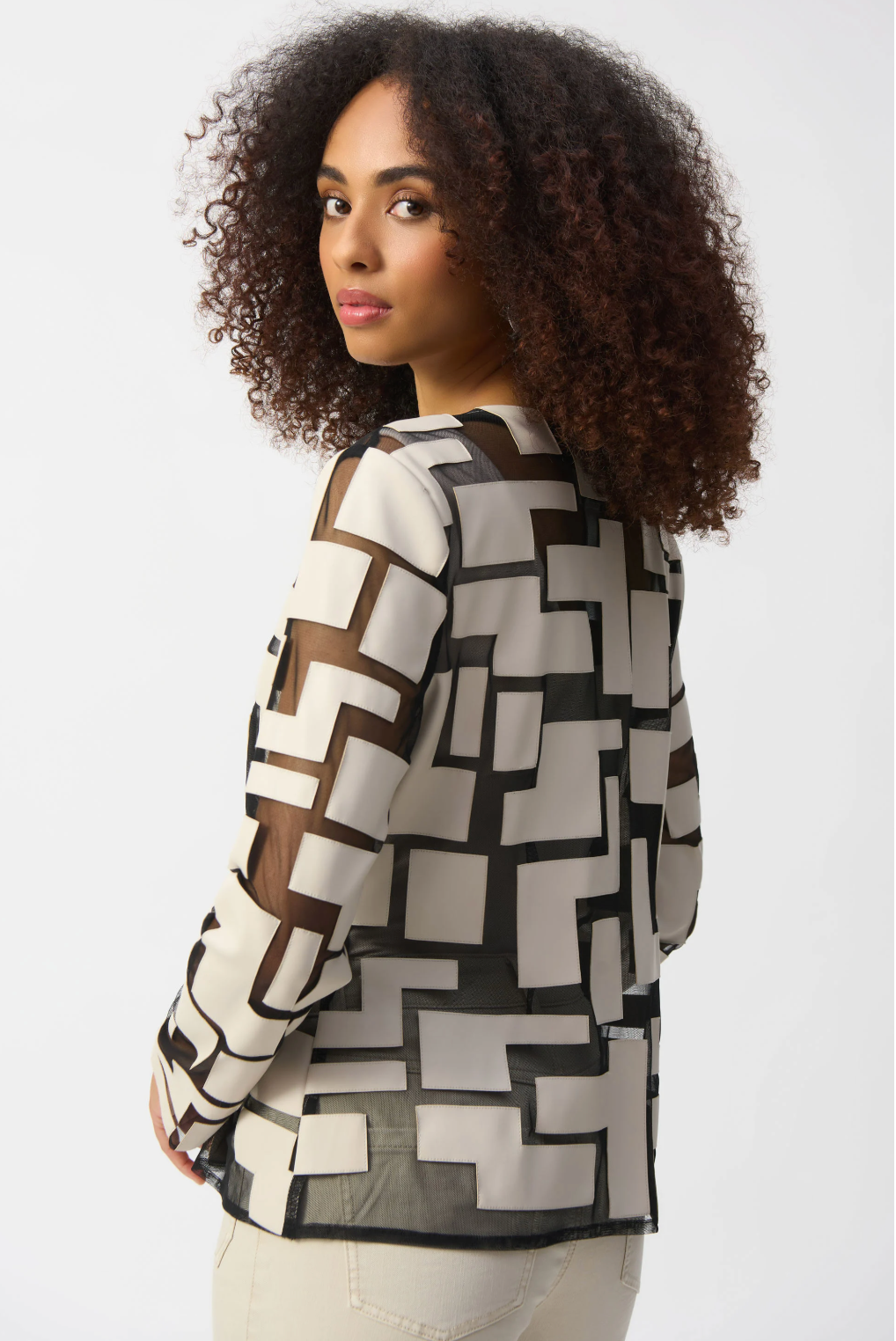 Mesh & Leatherette Fitted Jacket