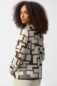 Mesh & Leatherette Fitted Jacket