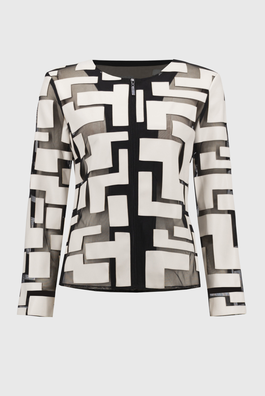 Mesh & Leatherette Fitted Jacket