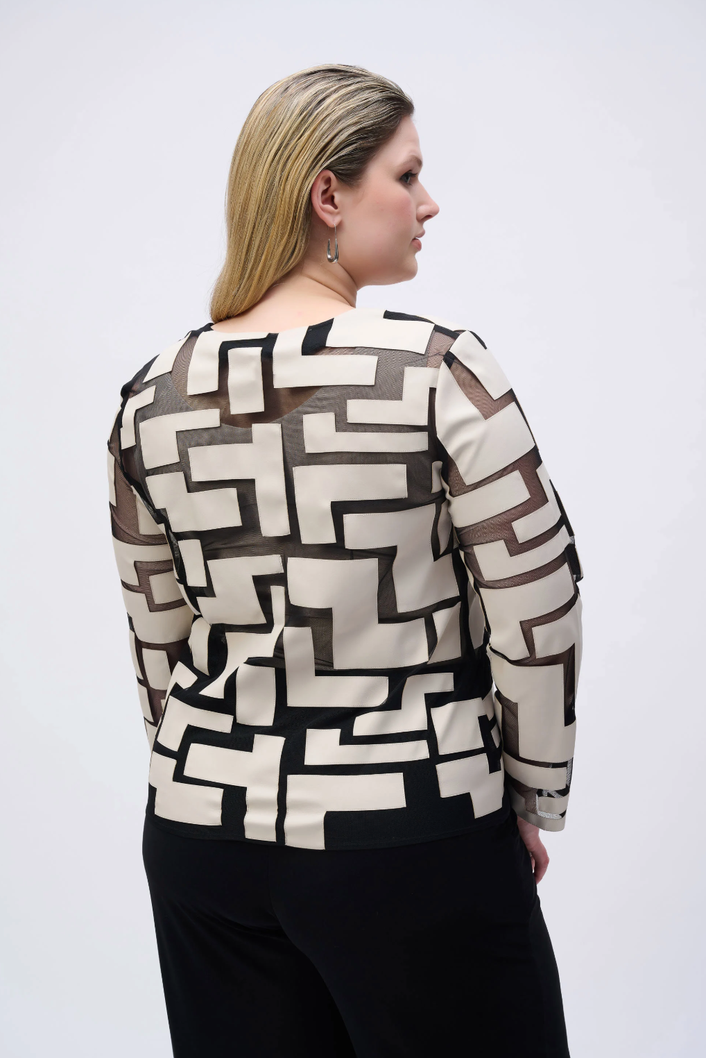 Mesh & Leatherette Fitted Jacket