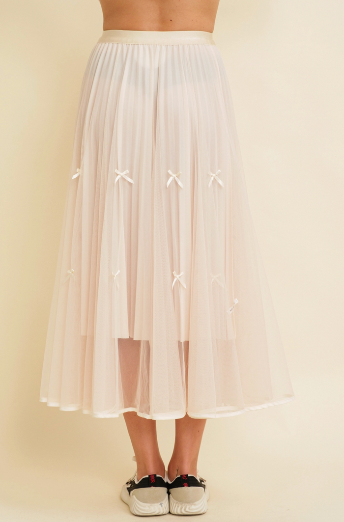 Ribbon Detail Mesh Maxi Skirt
