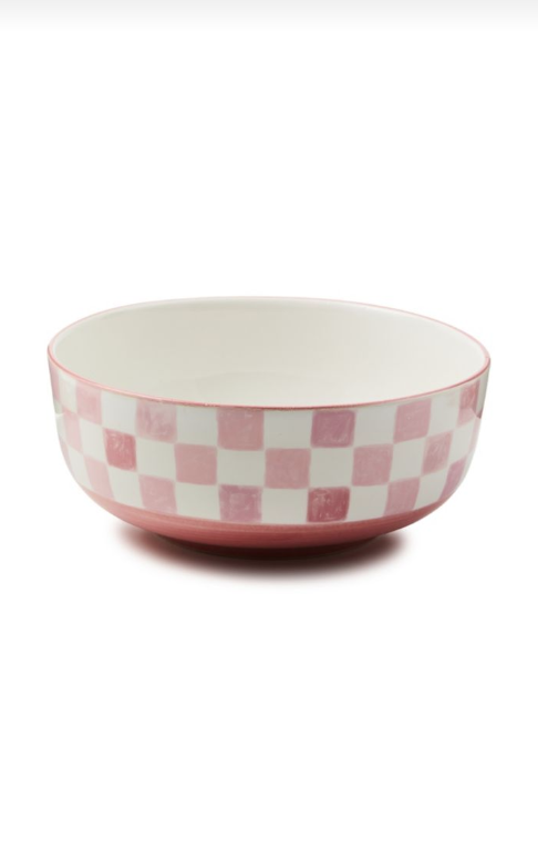Pink Check Serving Bowl