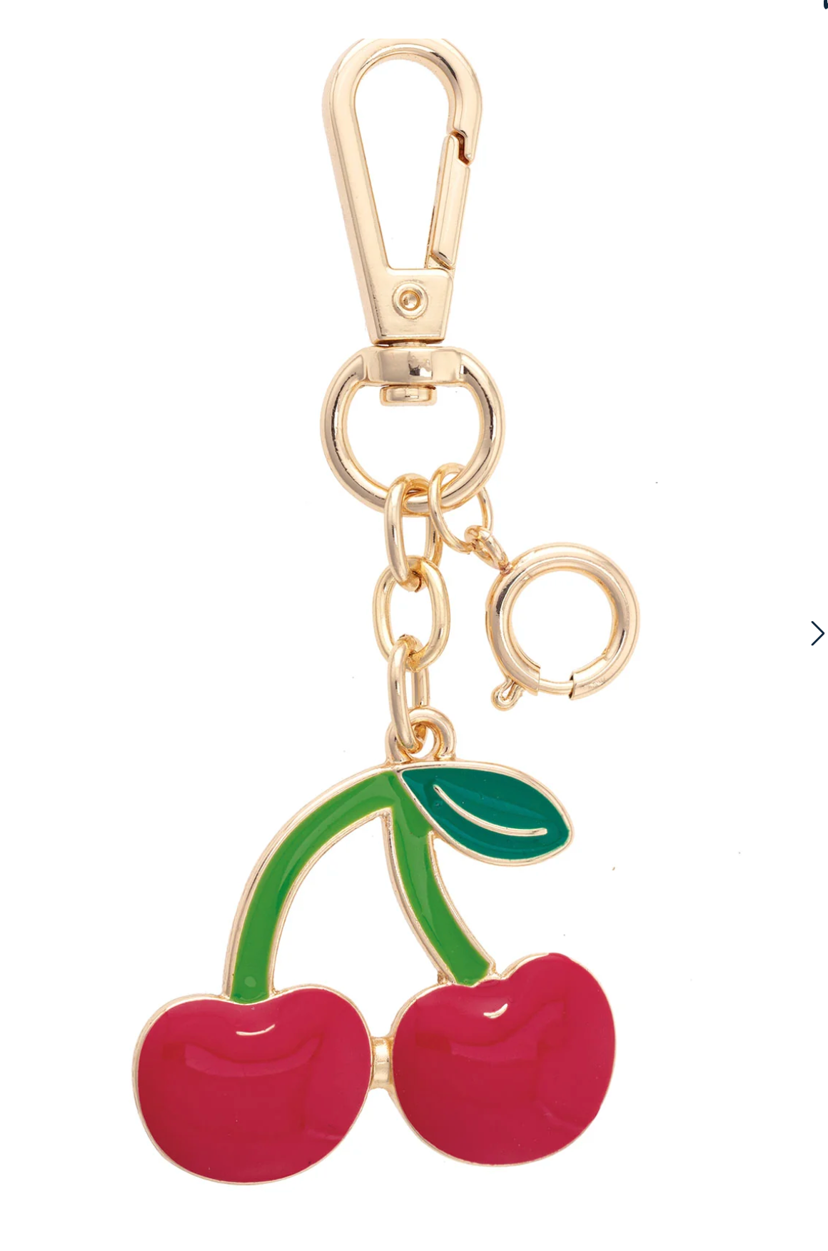 Cherries Enamel Bag Charm in Red & Green