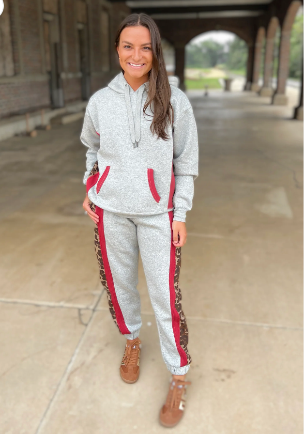 Leopard Print & Red Taping Jogger