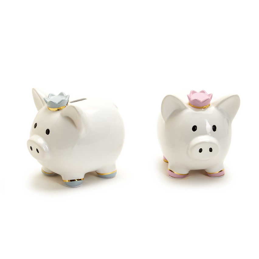 My First Piggy Bank with Crown and Gold Accent