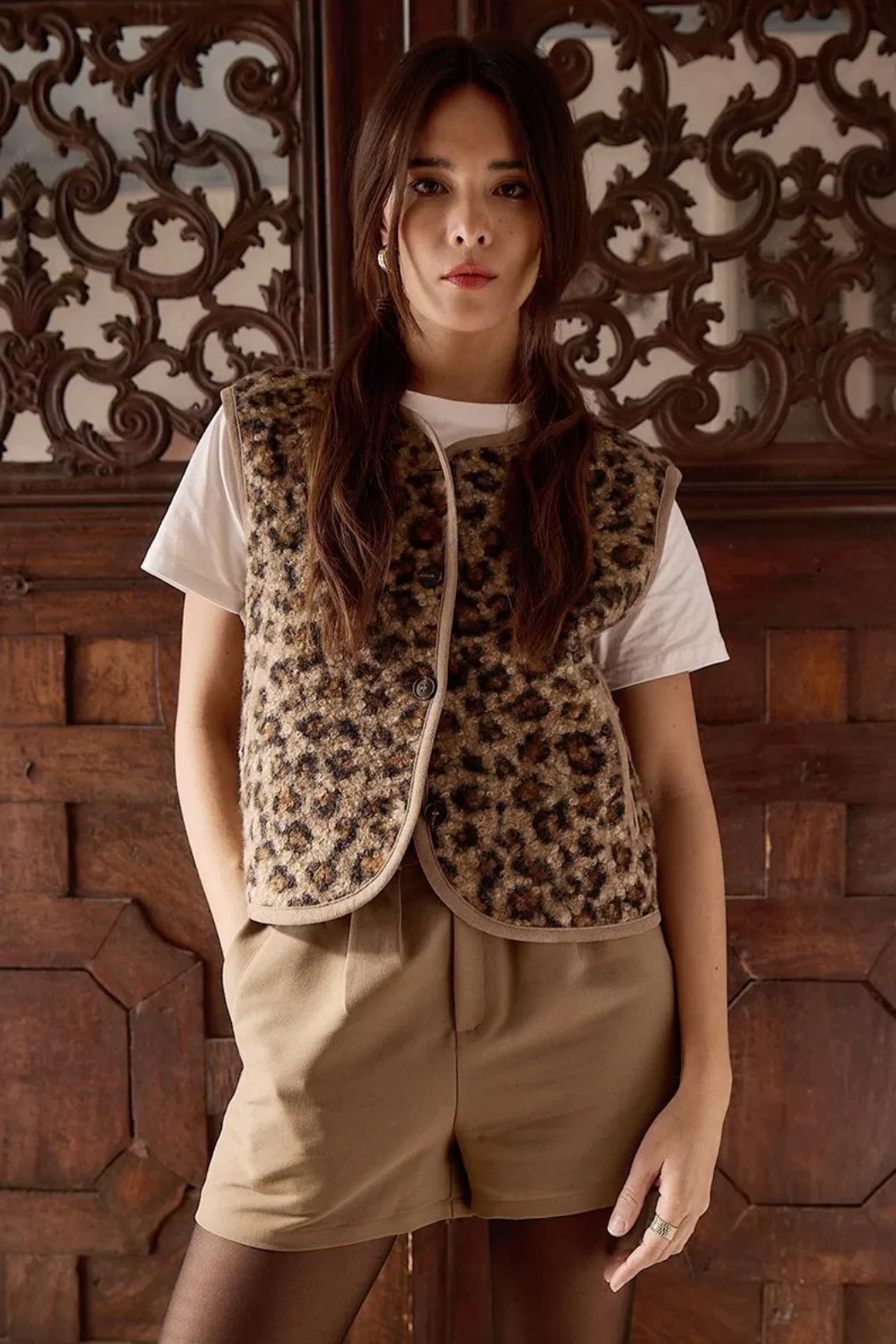 Fur-Effect Sleeveless Jacket