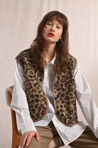 Fur-Effect Sleeveless Jacket