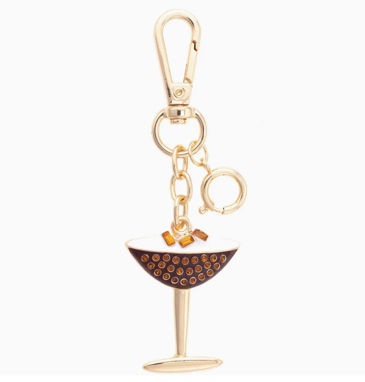 Espresso Martini Enamel Bag Charm in Brown & White