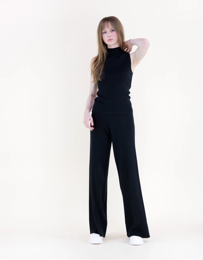 Ribbed Wide Leg Knitted Pants