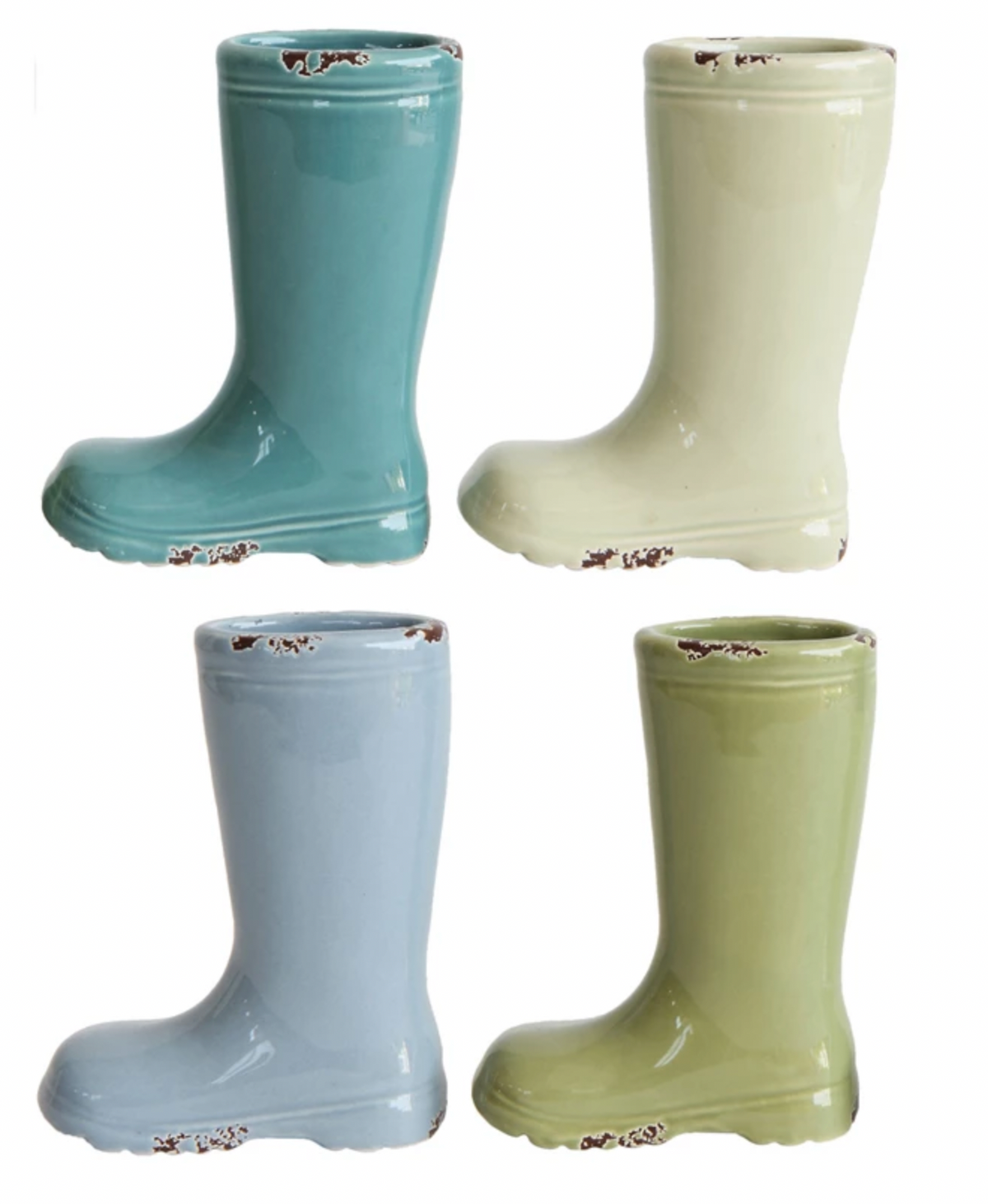 Distressed Stoneware Boot Vase