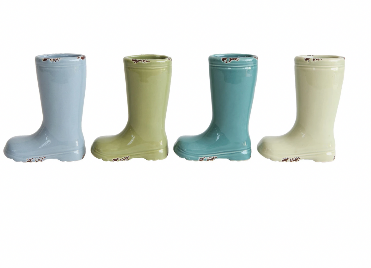 Distressed Stoneware Boot Vase