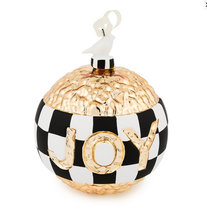 Courtly Noel JOY Glass Ball Ornament