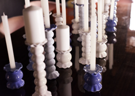 Smoke Large Ruffle Candle Holder