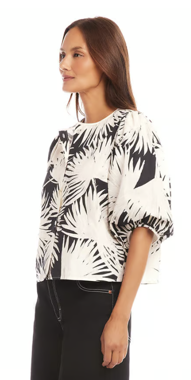 Puff Sleeve Button-Front Shirt