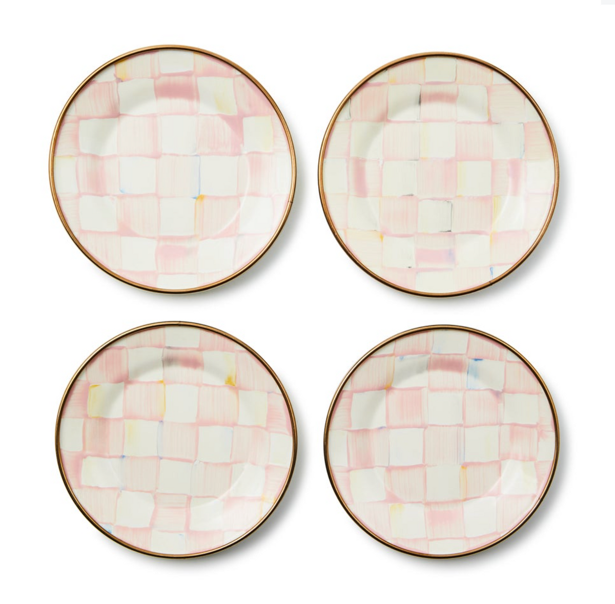 Rosy Check Appetizer Plates, Set of 4