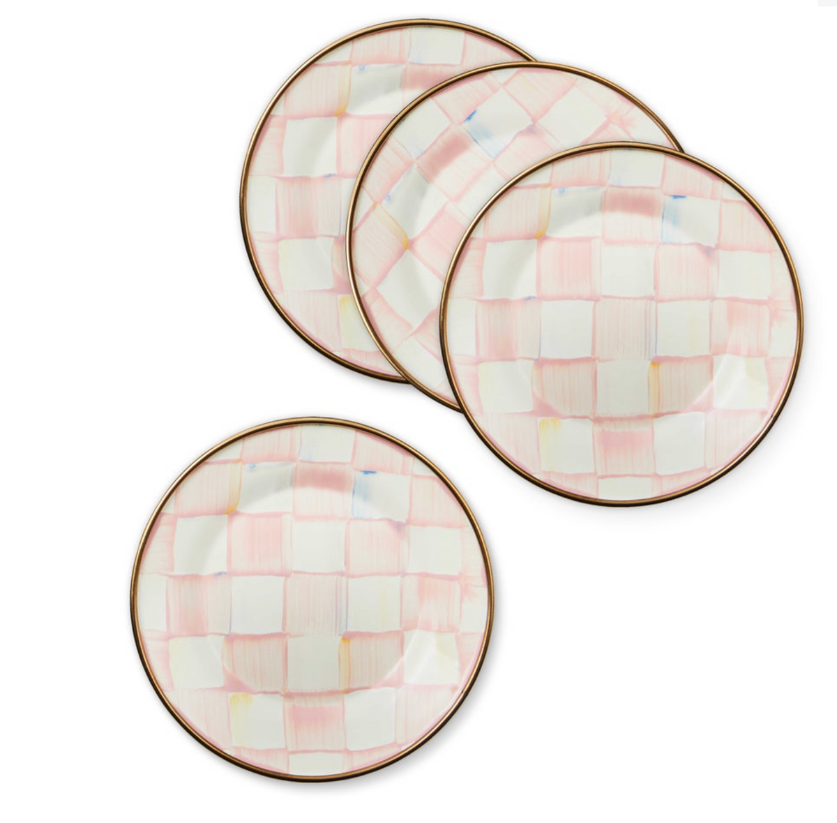 Rosy Check Appetizer Plates, Set of 4