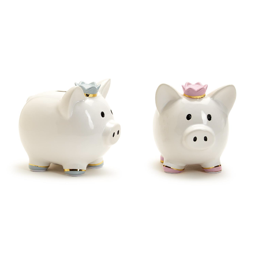 My First Piggy Bank with Crown and Gold Accent