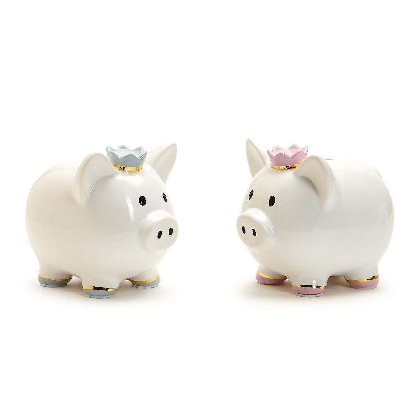 My First Piggy Bank with Crown and Gold Accent