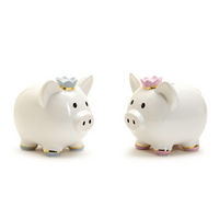 My First Piggy Bank with Crown and Gold Accent
