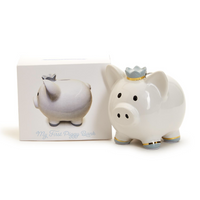 My First Piggy Bank with Crown and Gold Accent