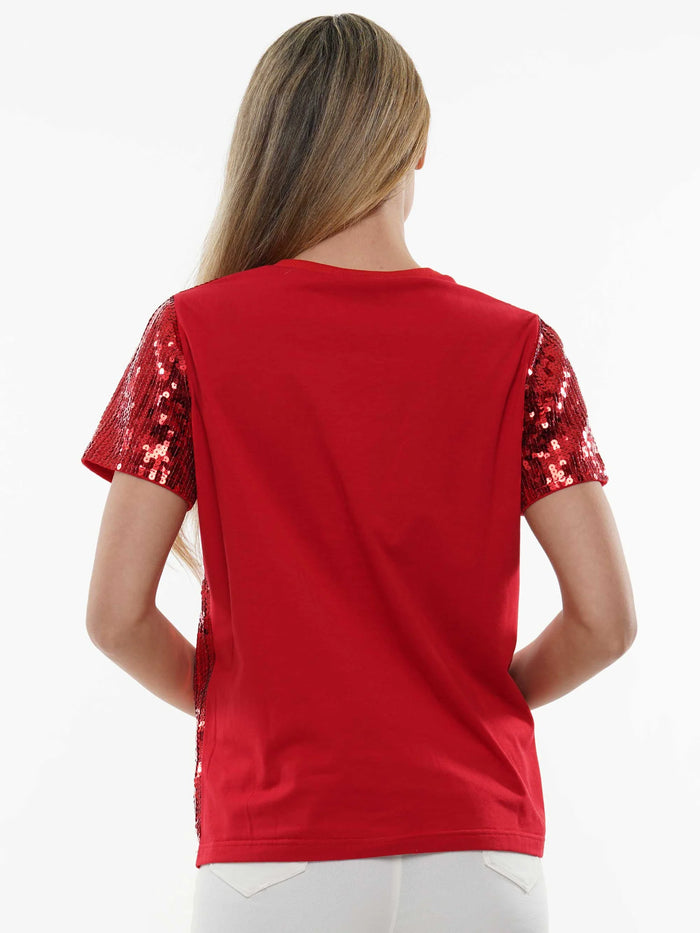 Red Football Sequin Top