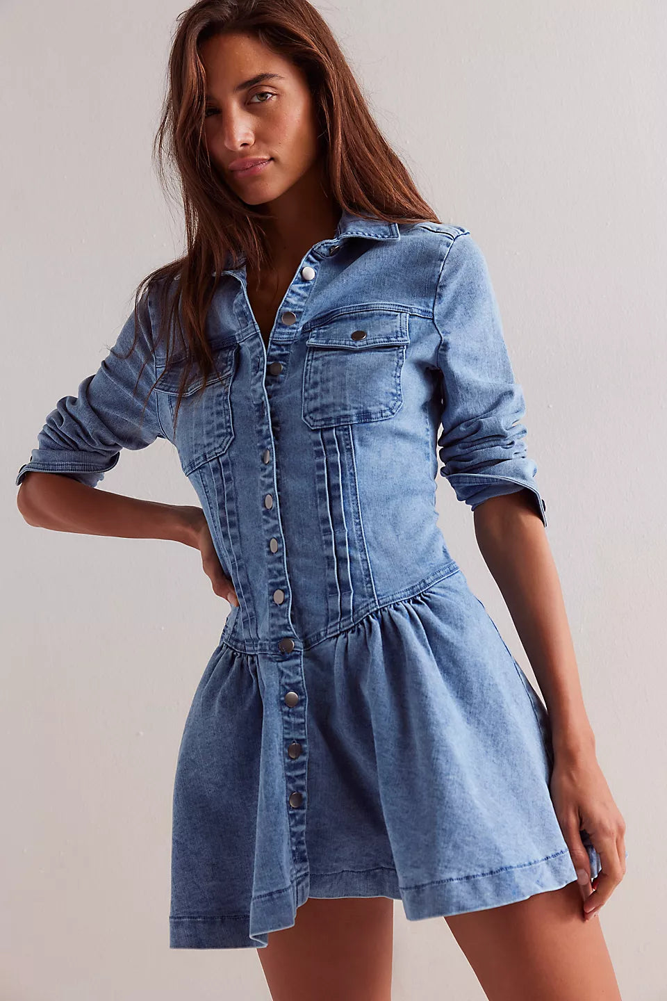 ワンピース Alma button mini dress Roadhouse Mini Dress – Rosegate