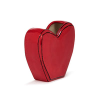 Red Heart Shaped Ceramic Vase - 4in