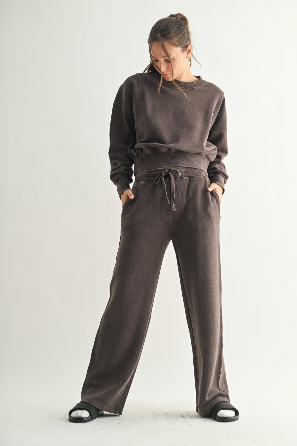 Mineral Wash Luxe Wide-Leg Sweatpants