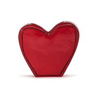 Red Heart Shaped Ceramic Vase - 4in