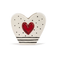Dots and Stripes Heart Shaped Ceramic Vase - 4in