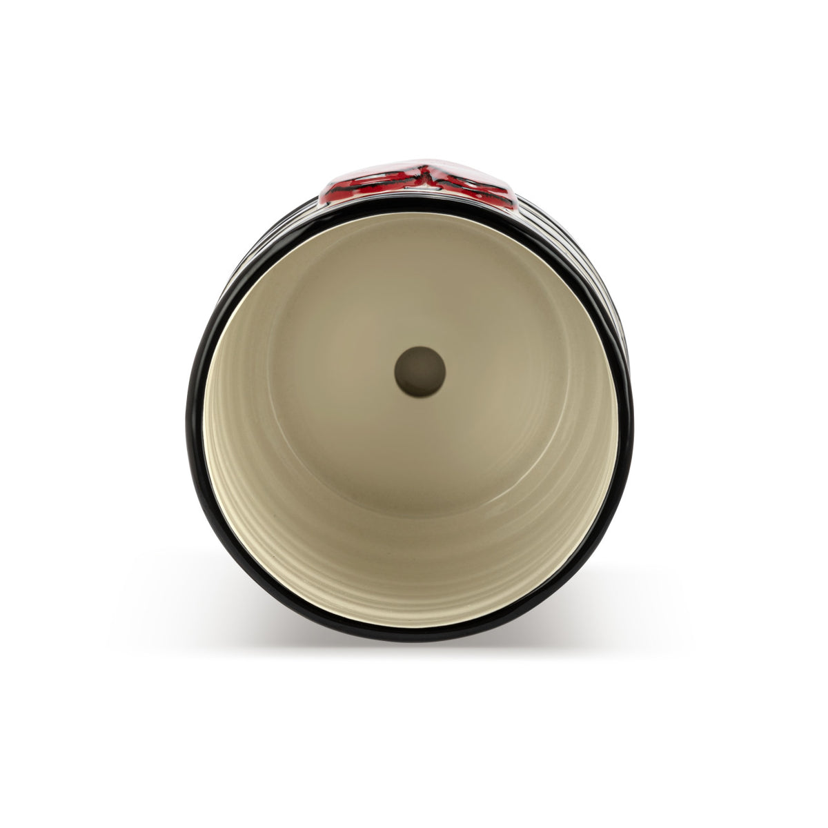 Stripe Red Heart Ceramic Planter & Saucer - 6x7.5in