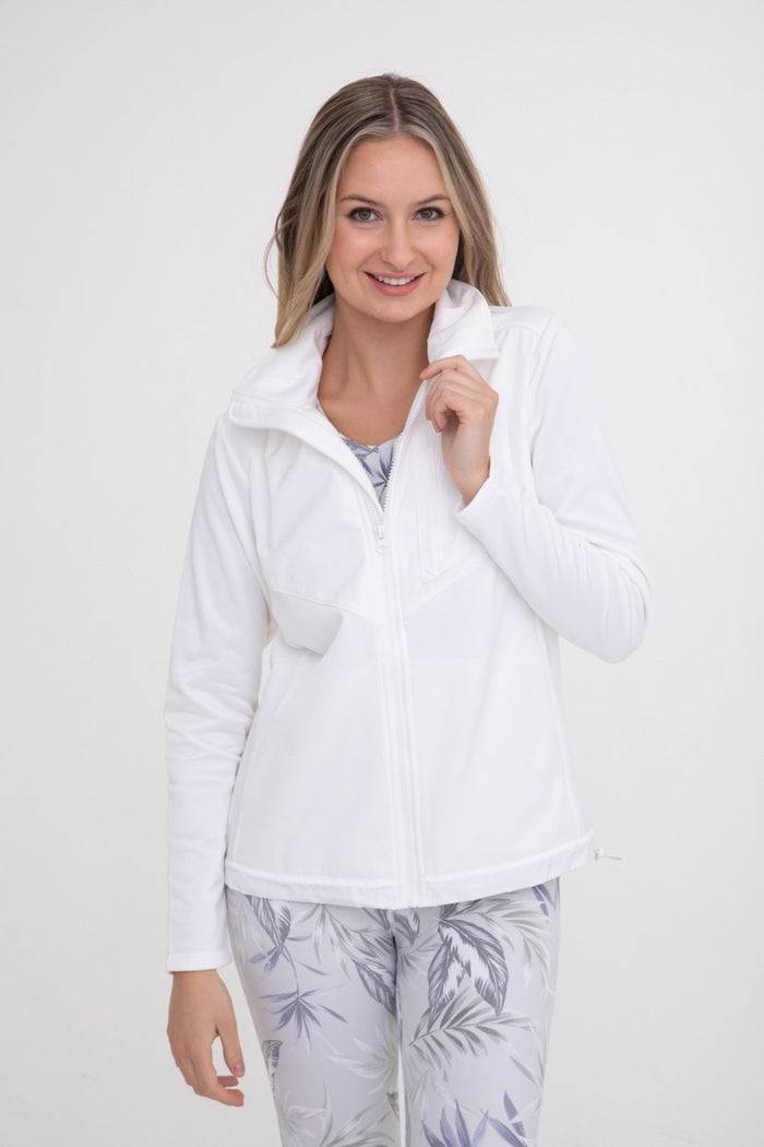 Fabric Contrast Zip-Up Jacket