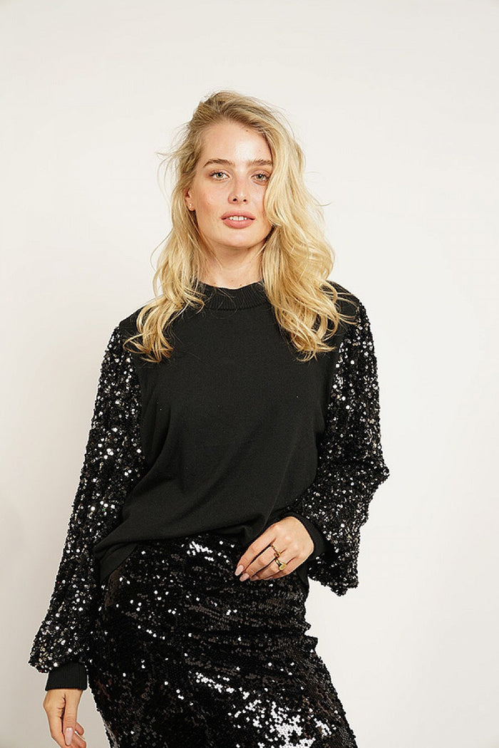 Sequin Sleeve Sweater