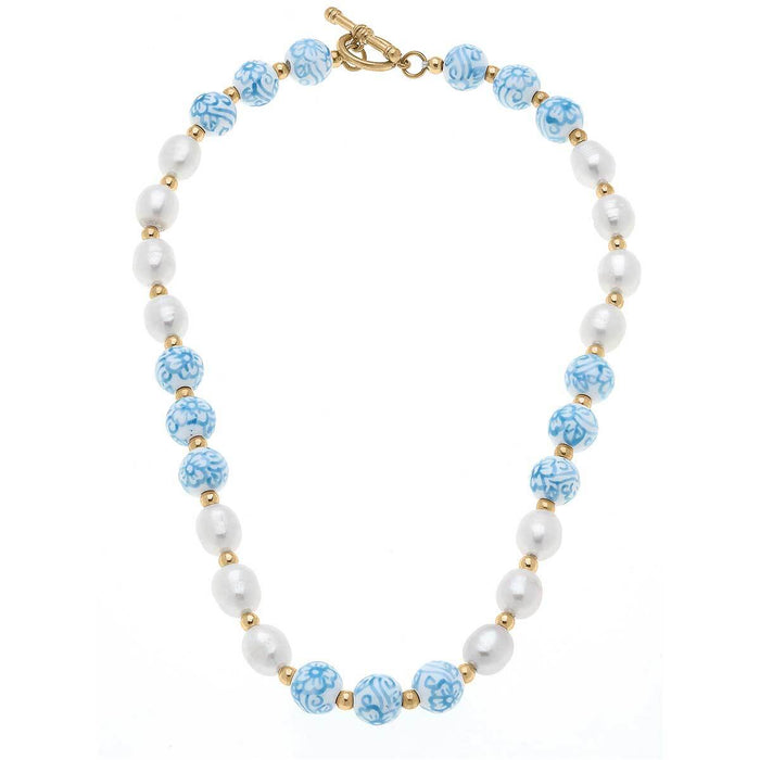 Pearl Beaded T-Bar Necklace