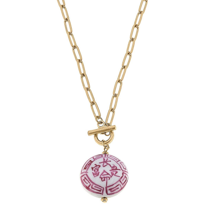 Meredith T-Bar Necklace in Pink/White