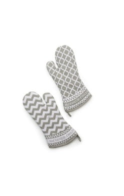 Zig Zag oven mitts - sterling - set of 2