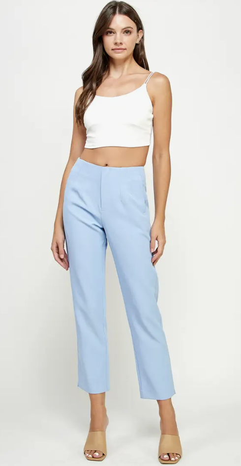 High Waisted Cropped Pant - Blue
