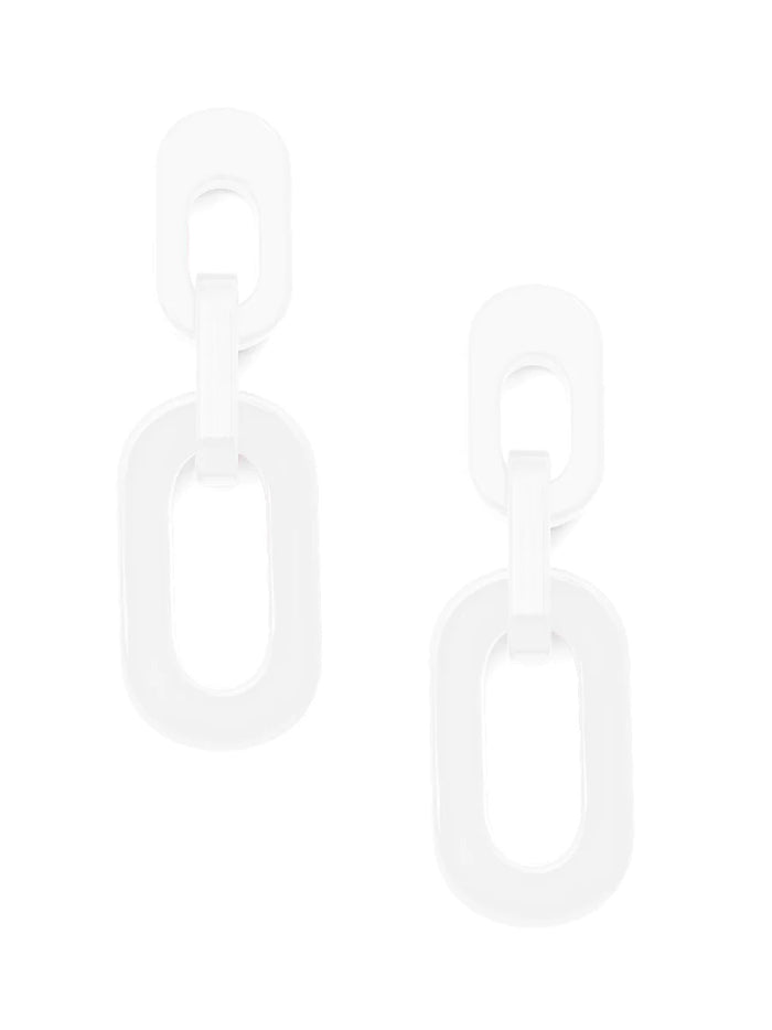 Resin Cable Chain Drop Earring-White