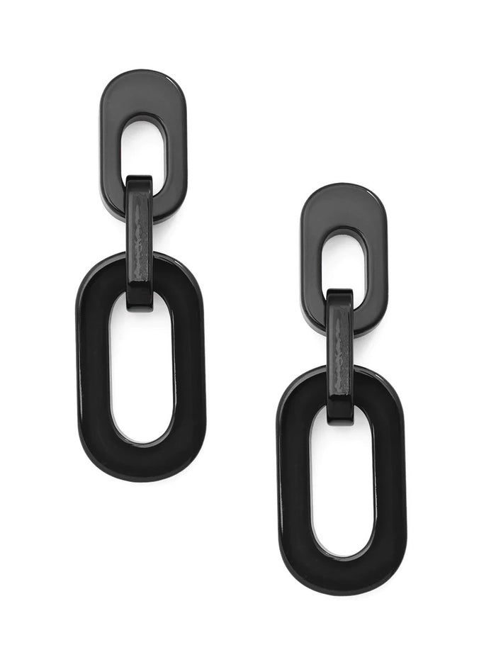 Resin Cable Chain Drop Earring-Black
