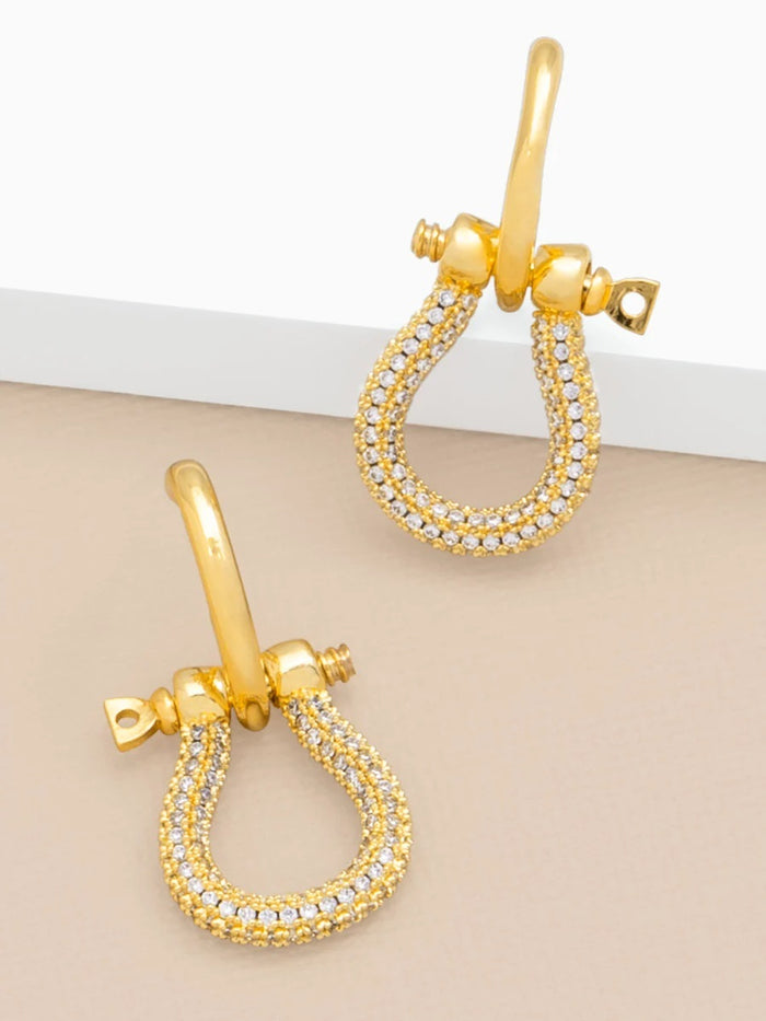 Pavé Horseshoe Charm Drop Earring