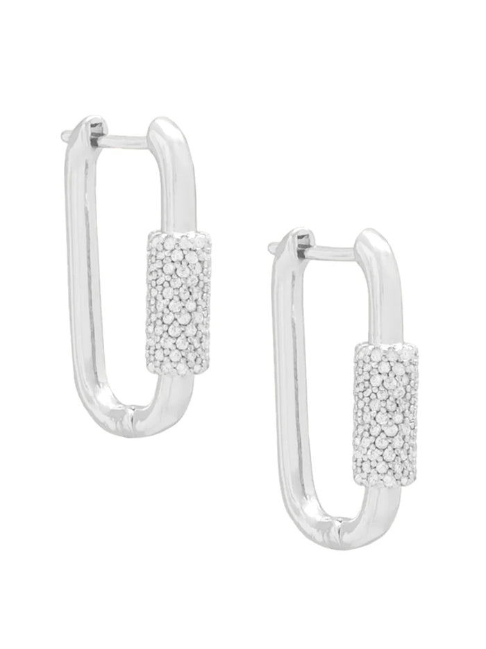 Pave Crystal Link Drop Earring Jewelry-SIL