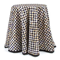 90" Round Courtly Check Tablecloth - Black Trim